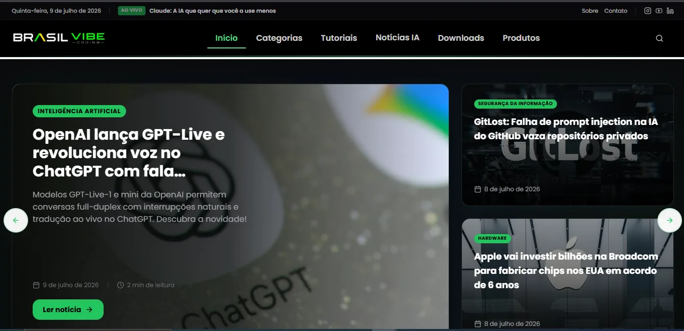 Screenshot do sistema Brasil Vibe Coding