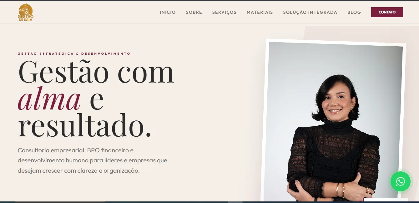 Screenshot do sistema Gestão de Saia